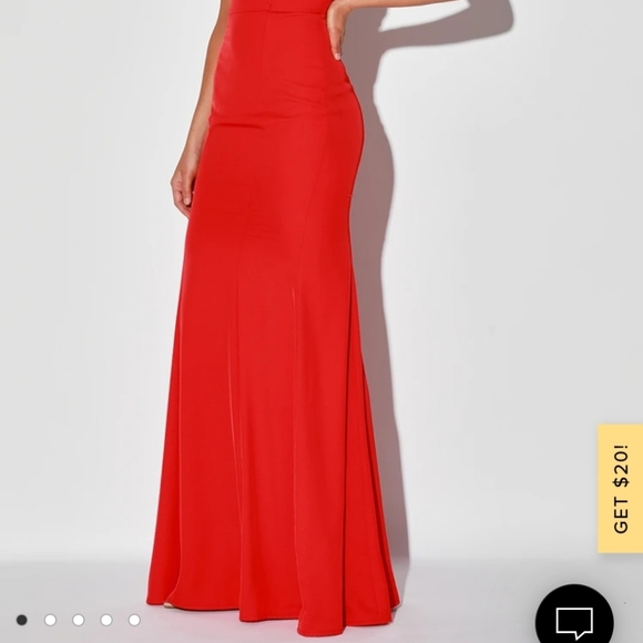Brilliantly Bold Red Strapless Mermaid Maxi Dress - Picture 4 of 4